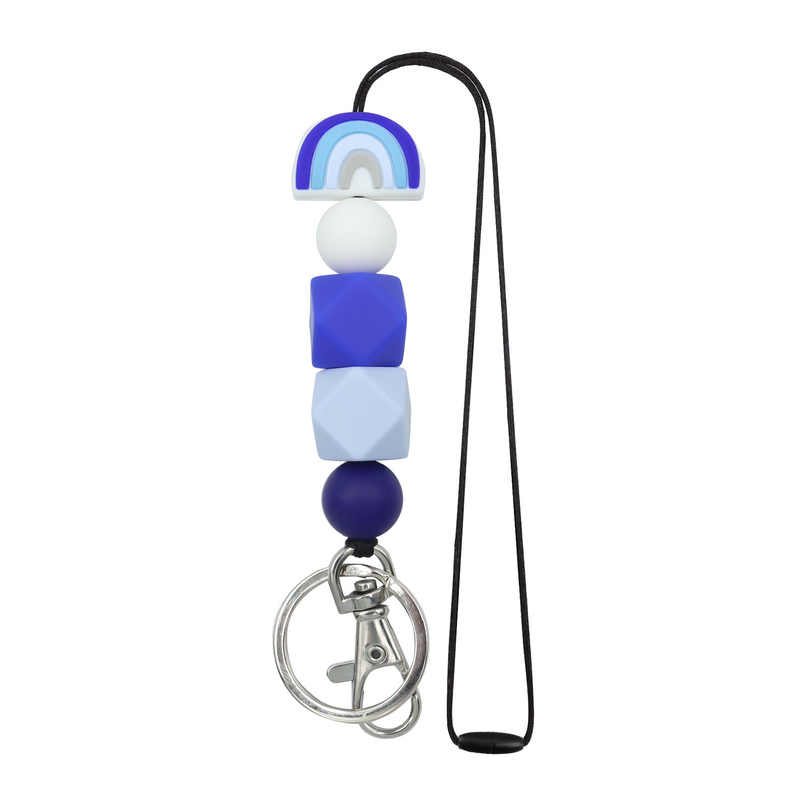 Venta al por mayor Llavero de cordón con cuentas de silicona arcoíris