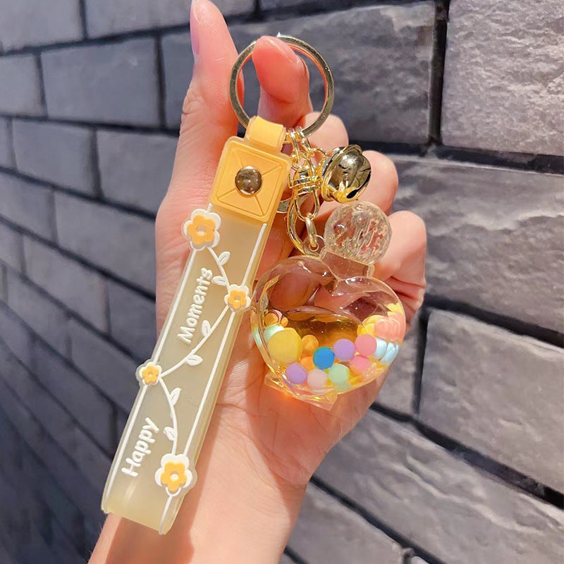 Botella de perfume acrílico al por mayor burbujas de burbujas y llavero de botella de deriva