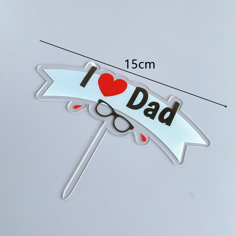 Wholesale 10PCS/PACK Father's Day Happy Acrylic Cake Card Decoration