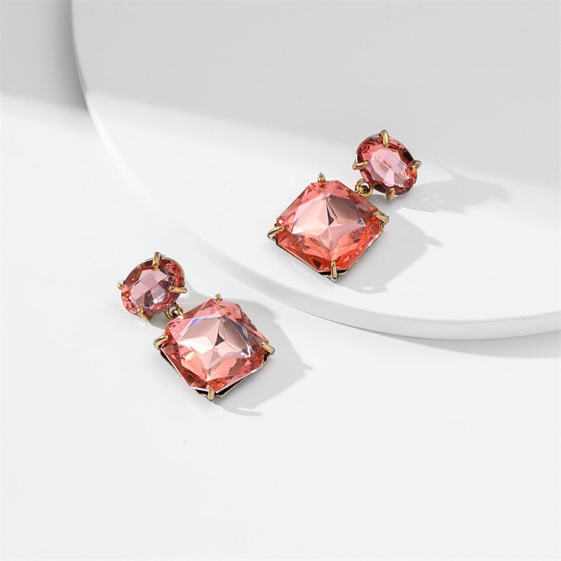 Wholesale Jewelry Inlaid Colored Rhinestone Alloy Earrings