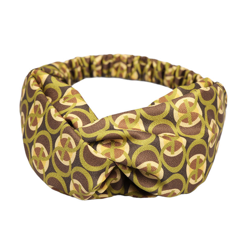 Wholesale Vintage Satin Geometric Pattern Printed Headbands