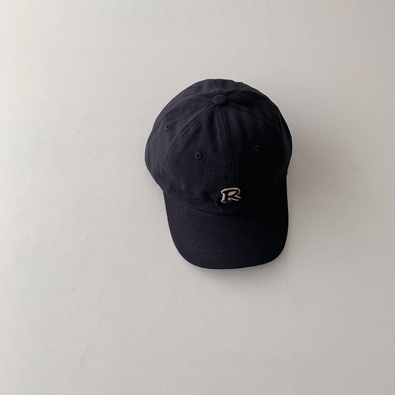 Gorra de béisbol de algodón con letra R simple para niños al por mayor