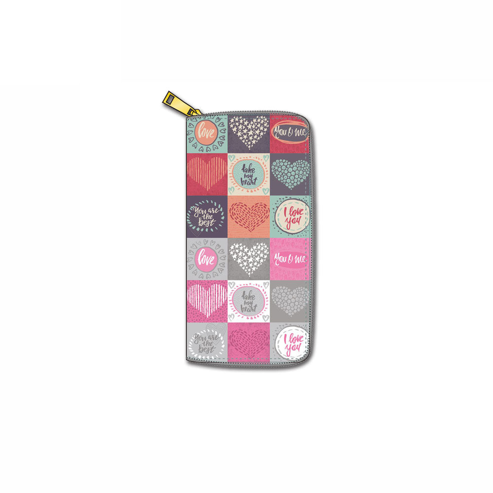 Venta al por mayor Cartoon Love PU Cartera larga con cremallera