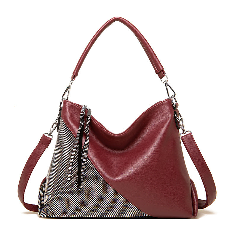 Wholesale Diamond Contrast Color Autumn Large Capacity PU Shoulder Bag