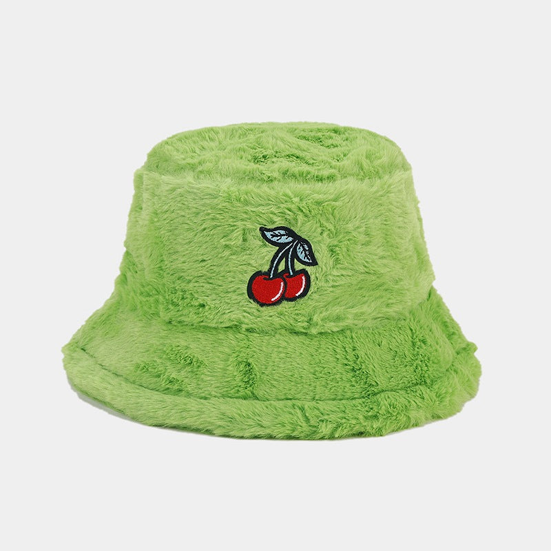 Wholesale Winter Cherry Bucket Hat Plush Hat