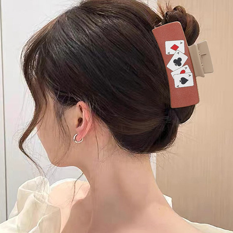 Wholesale Western Style MAMA Playing Cards HOWDY Leather Hair Clip
