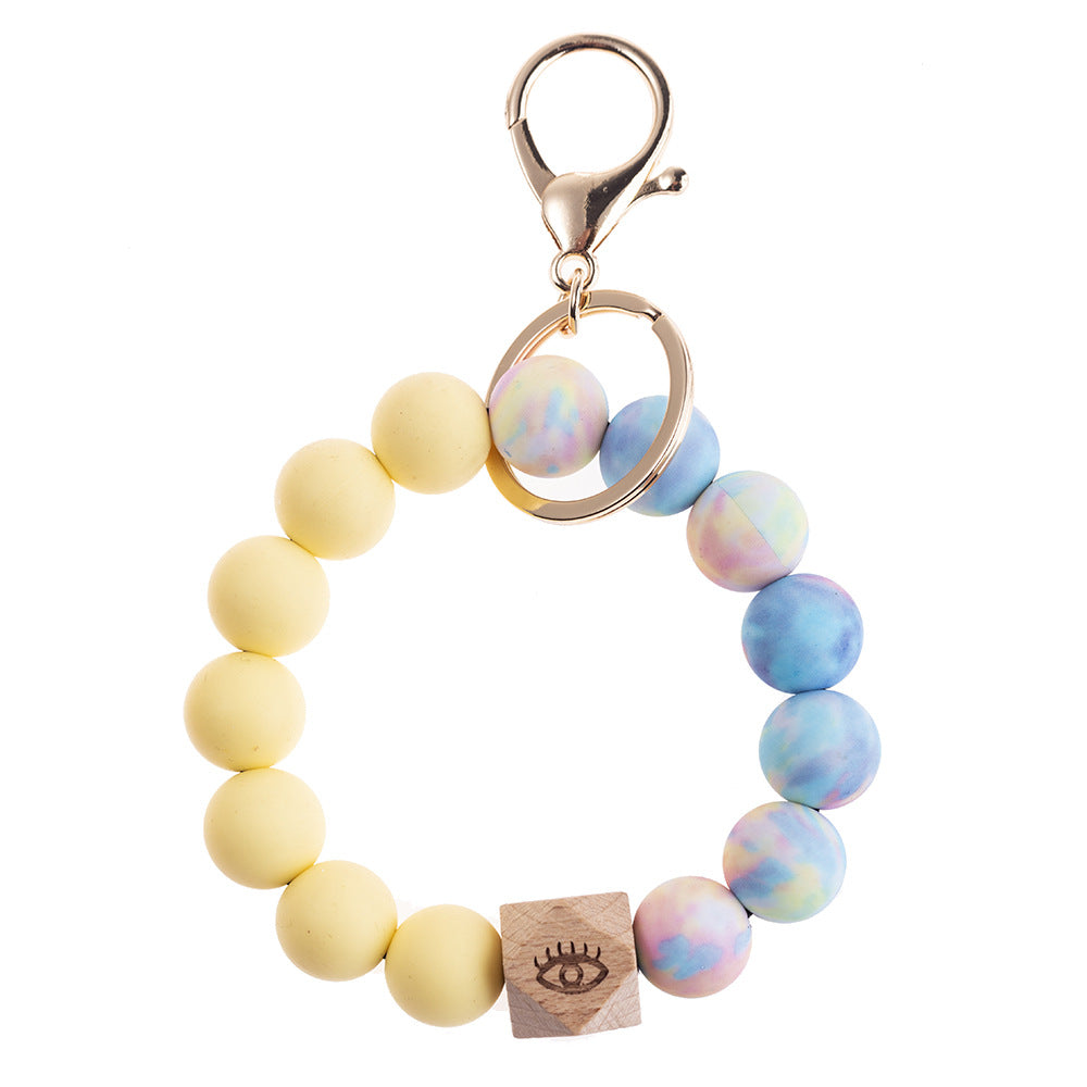 Wholesale Camouflage Silicone Beaded Wrist Keychains