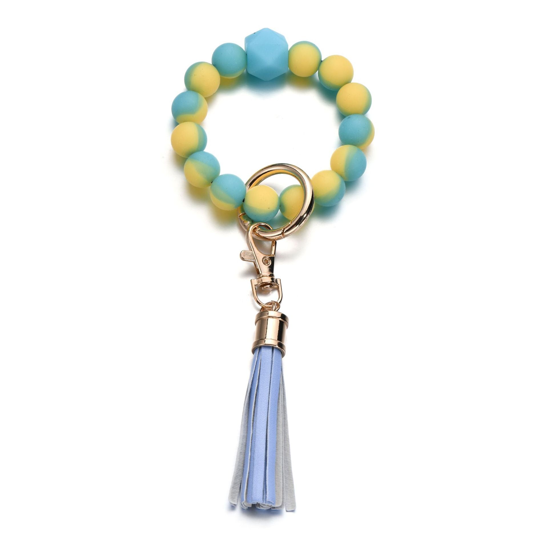 Wholesale Luminous Color Silicone Beaded Tassel Wrist Keychain