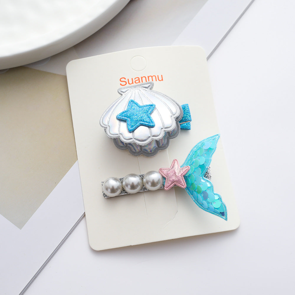 Wholesale Seashell Pearl Fabric Hair Clips