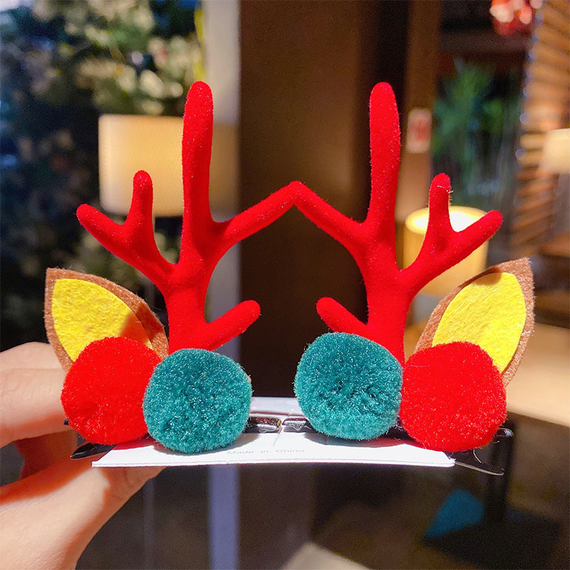Wholesale Soft Clay Christmas Antler Hair Clips