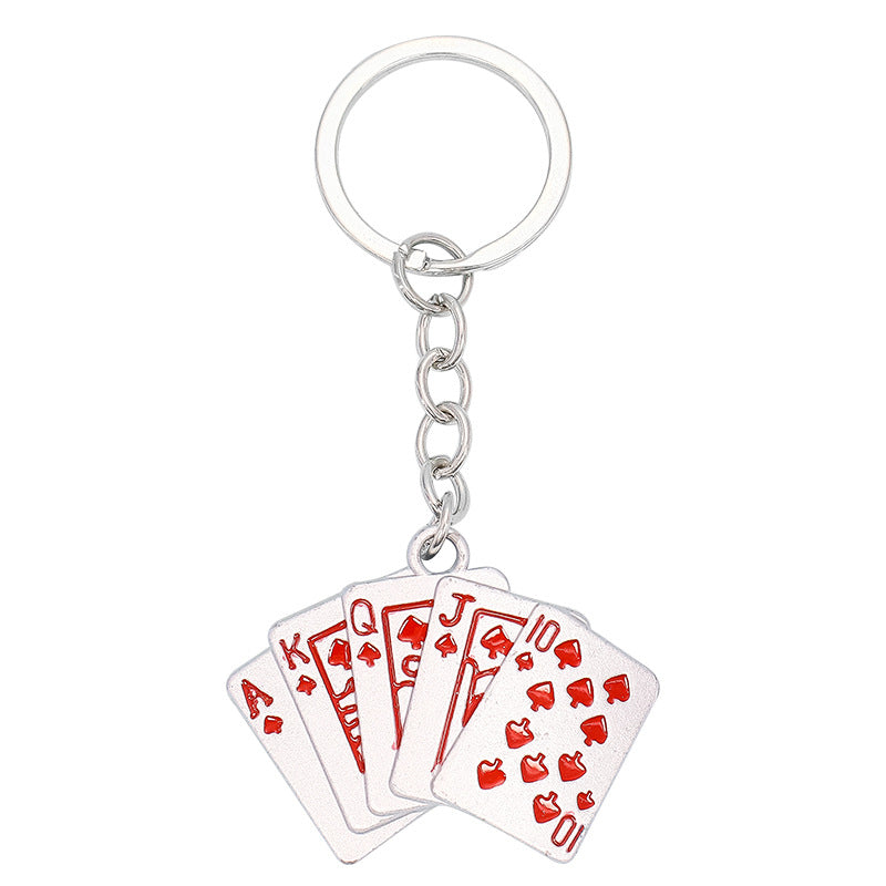 Wholesale Diamond Playing Card Metal Keychain