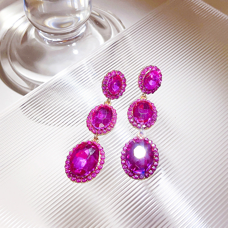 Wholesale Vintage Rhinestone Oval Exaggerated Alloy Earrings