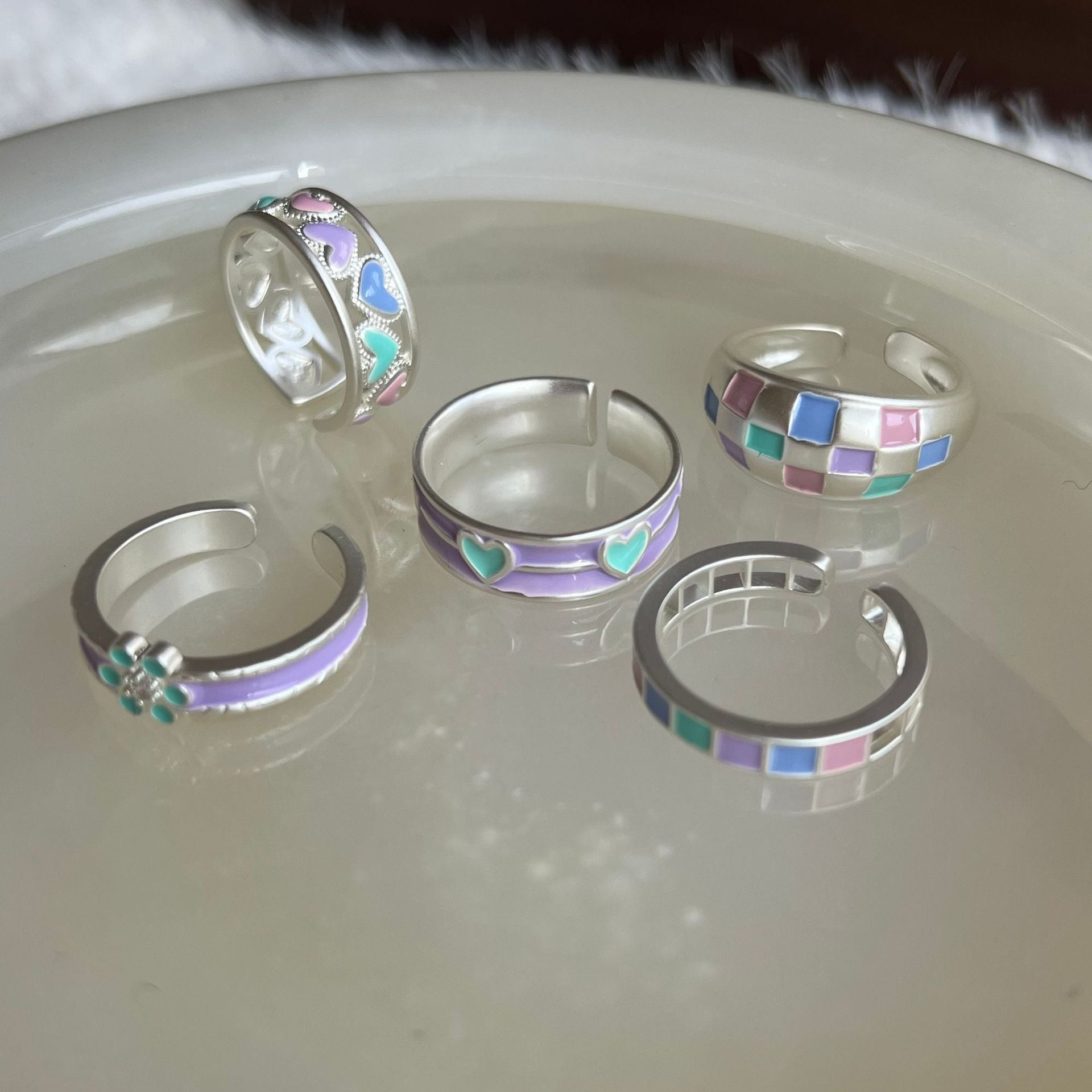 Wholesale Copper Macaron Heart Open Ring