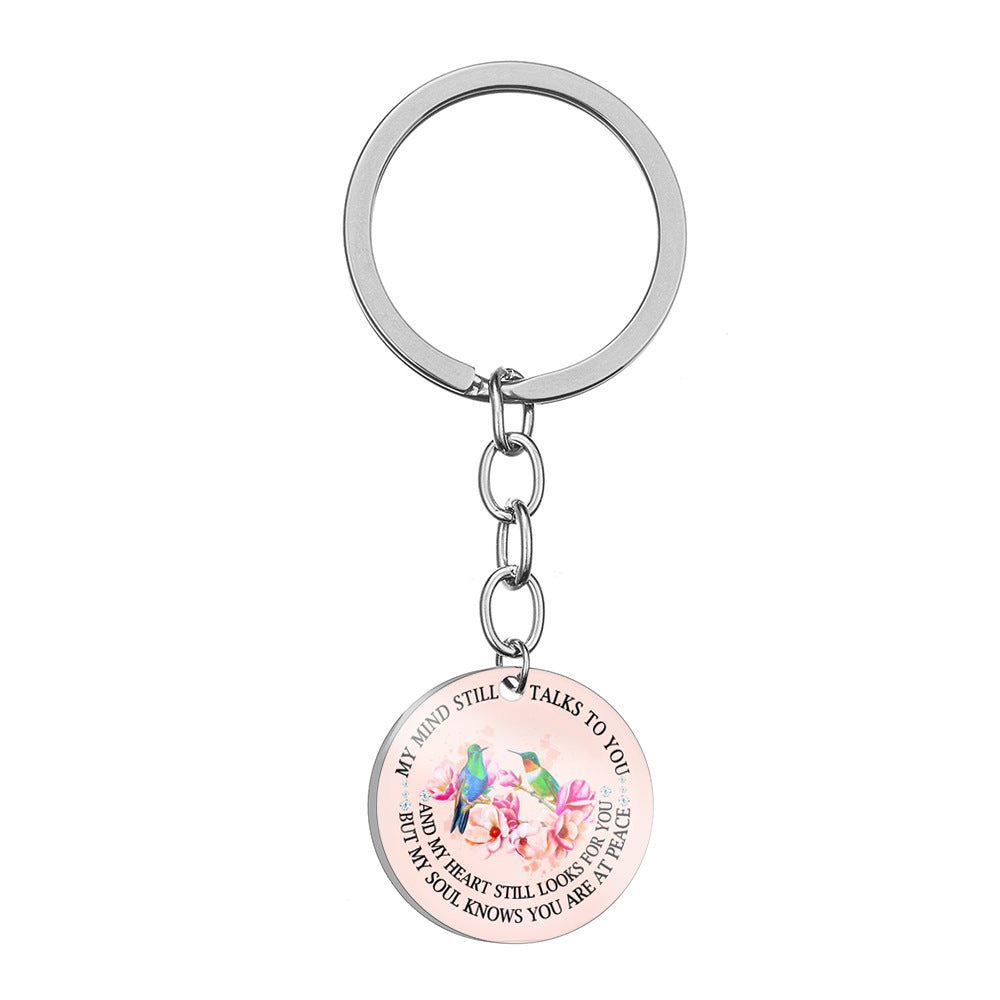 Llavero de corazón de pétal rosa de acero inoxidable al por mayor