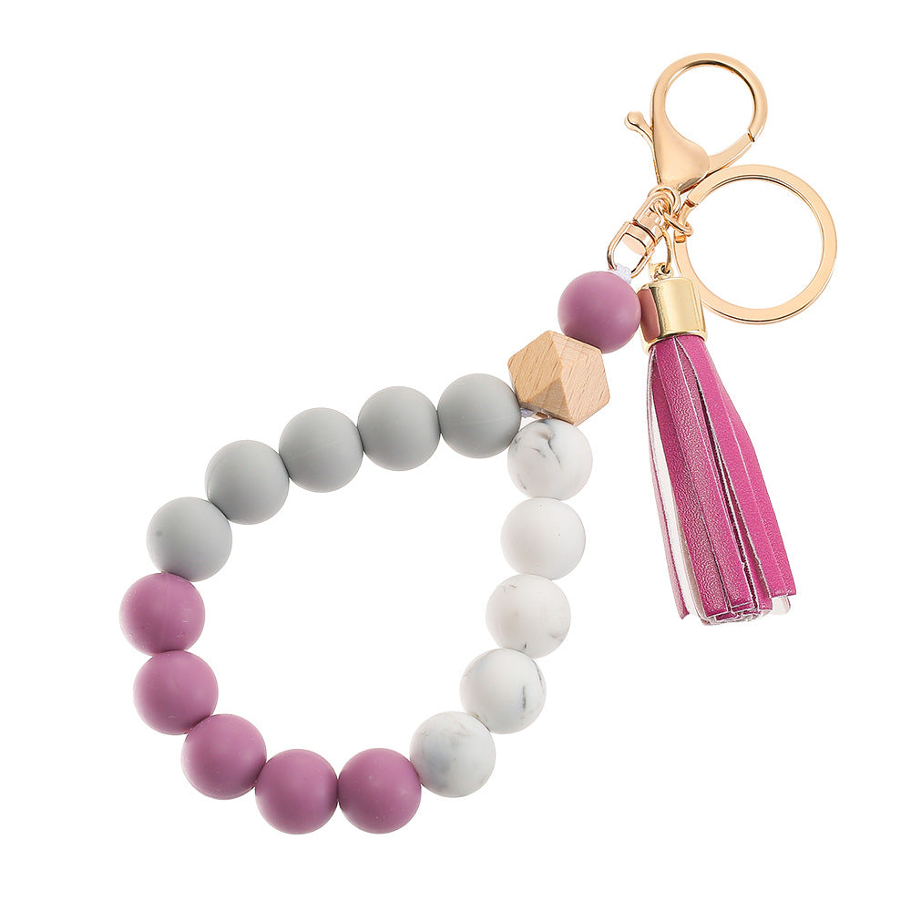 Wholesale Colorful Silicone Beaded Wrist Keychain