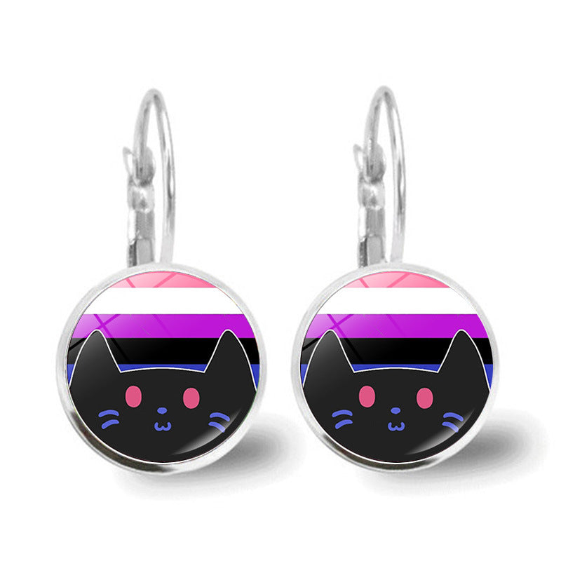 Wholesale Rainbow Cat Alloy Earrings