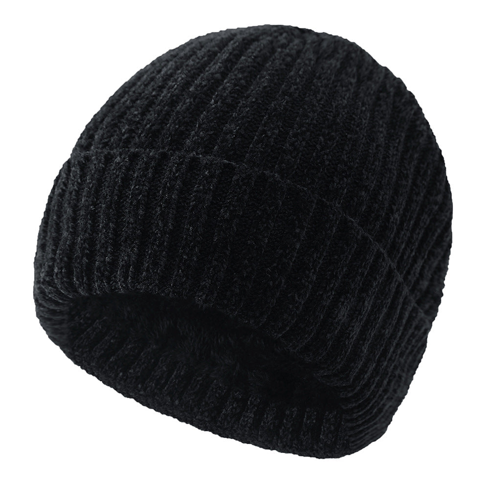 Wholesale Winter Plush Thickened Acrylic Knitted Solid Color Beanie