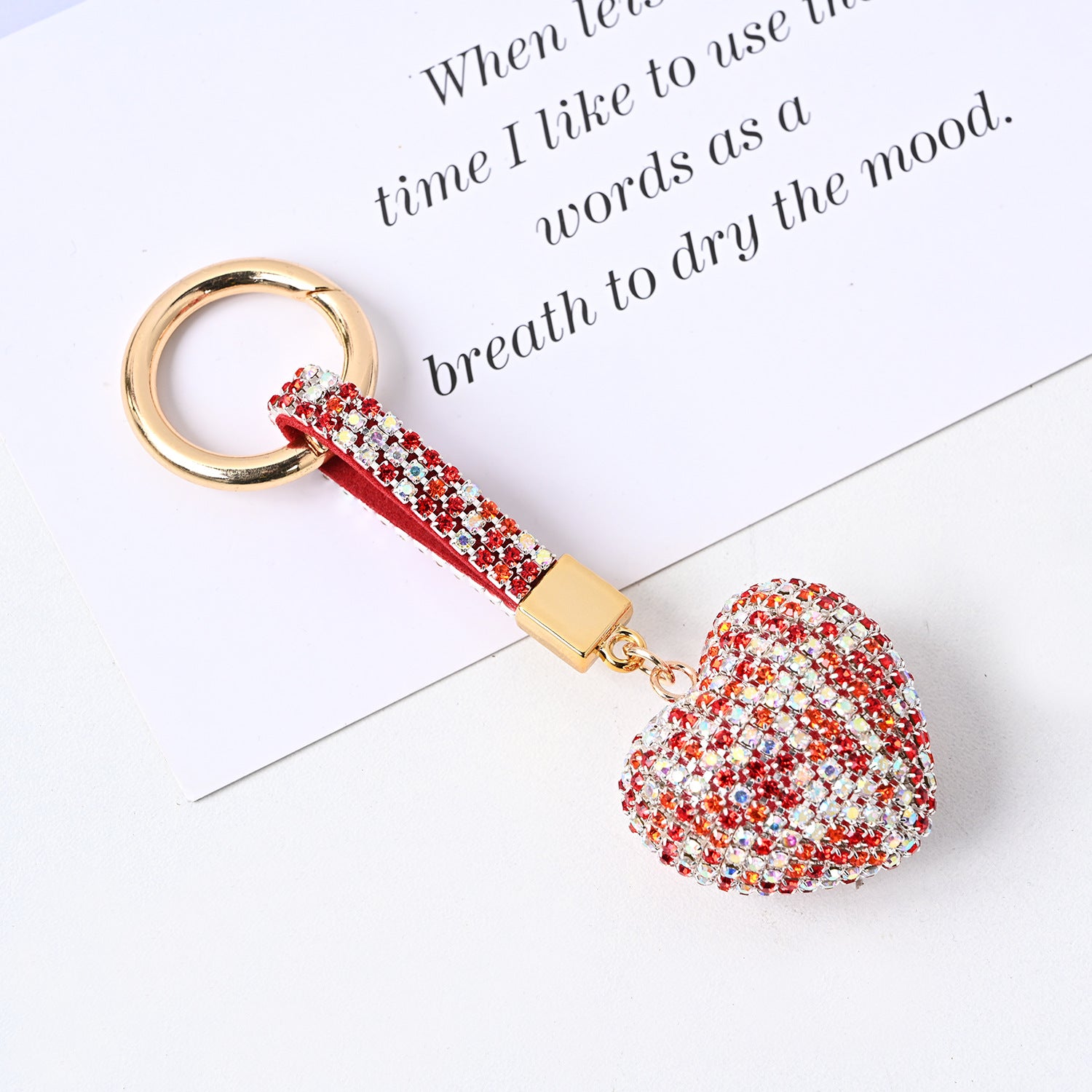 Wholesale PU Diamond Crystal Peach Heart Love Keychain