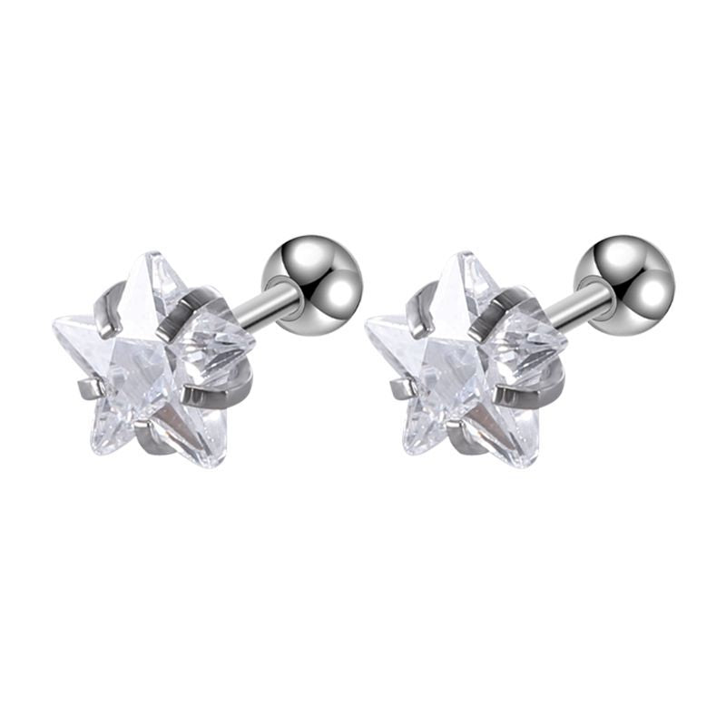 Venta al por mayor Pendientes Premium Zirconia Color Acero Inoxidable