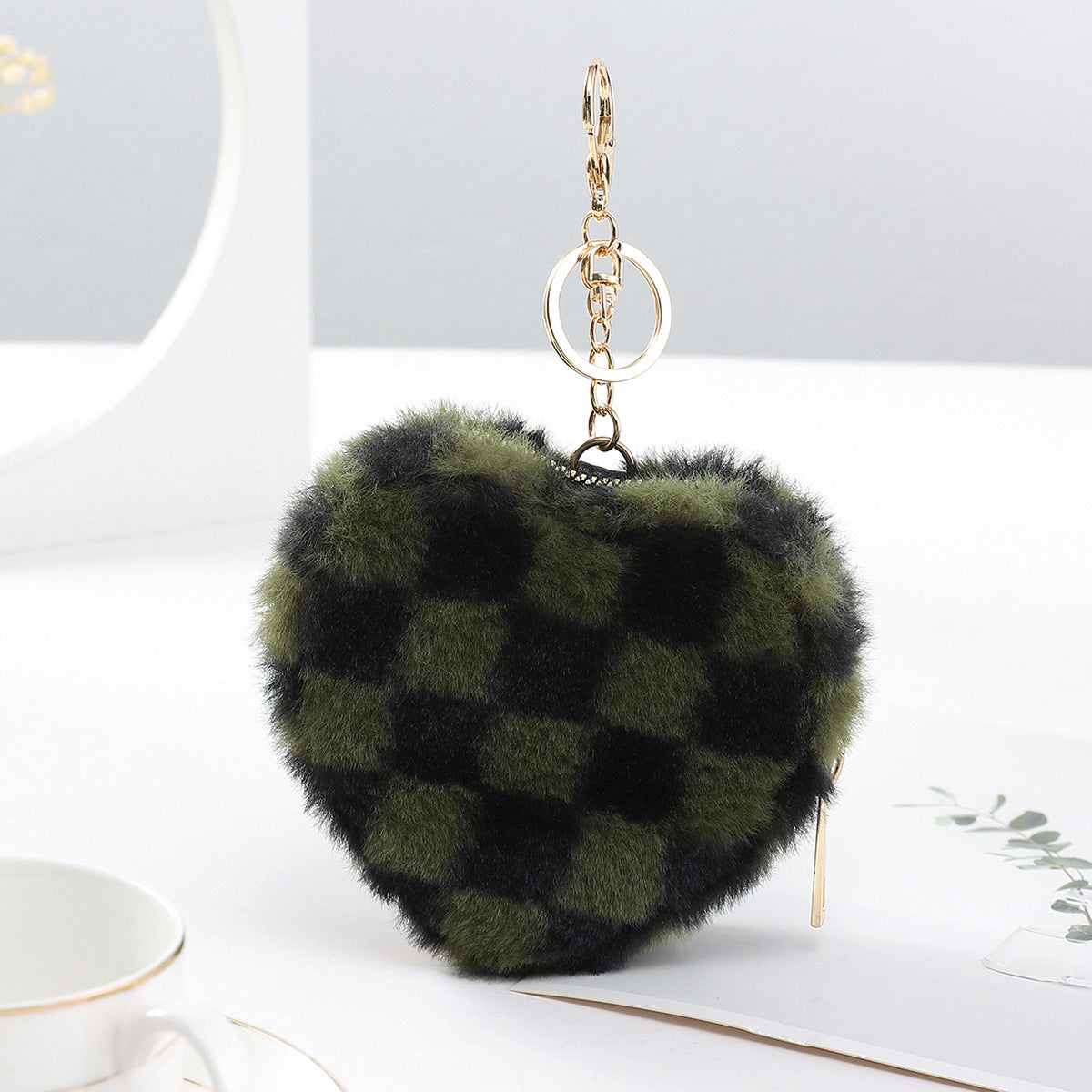 Llavero al por mayor del monedero de la moneda de la felpa del tablero de ajedrez