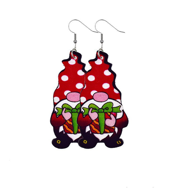 Wholesale Christmas Gnome Leather Earrings