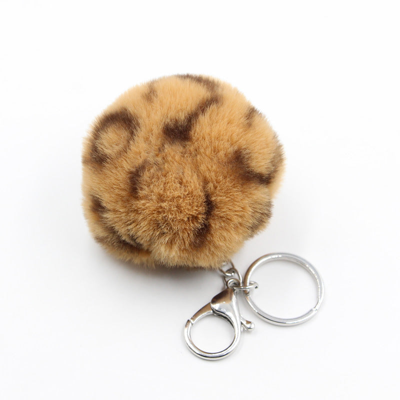Wholesale Polyester Leopard Fur Ball Keychain