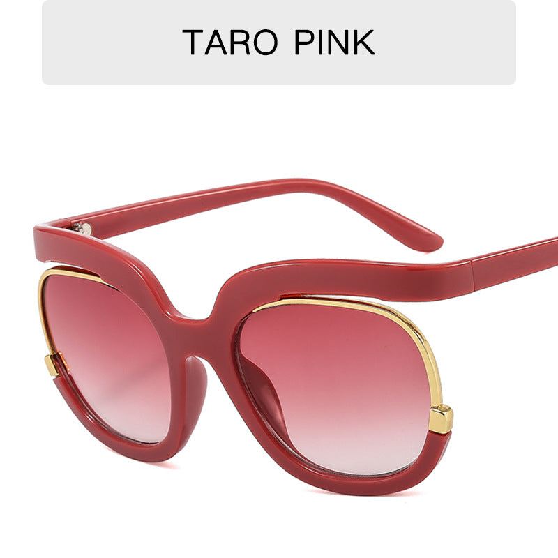 Wholesale PC Contrasting Color Big Frame Round Sunglasses