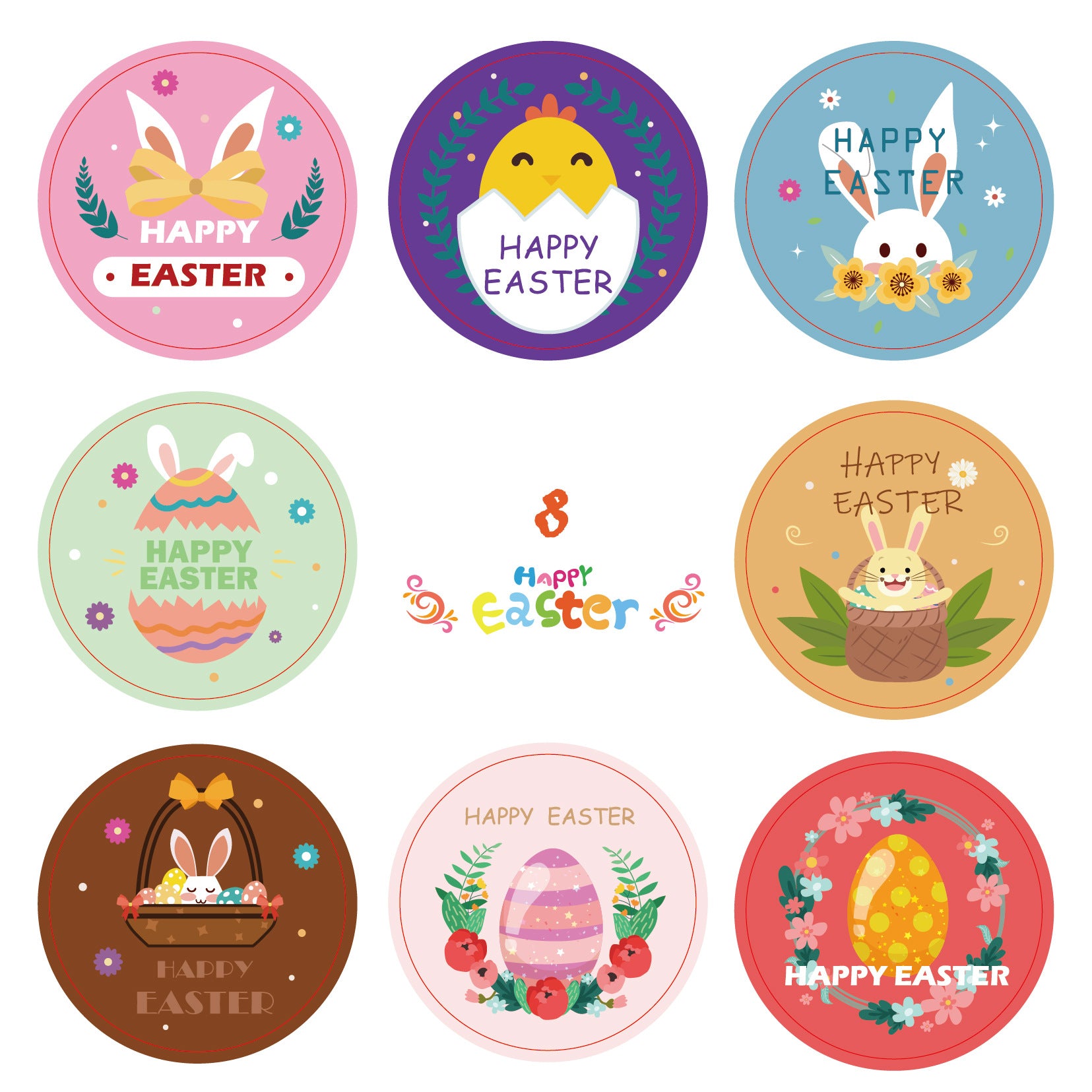 Etiqueta engomada al por mayor de la placa de cobre Etiqueta engomada del conejito del huevo de Pascua