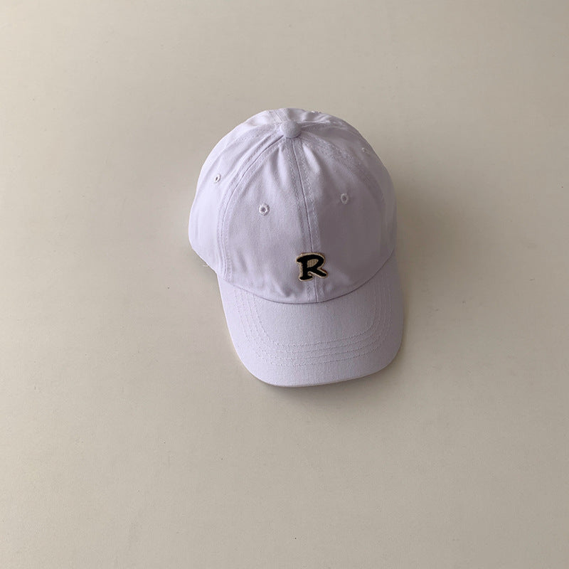 Gorra de béisbol de algodón con letra R simple para niños al por mayor