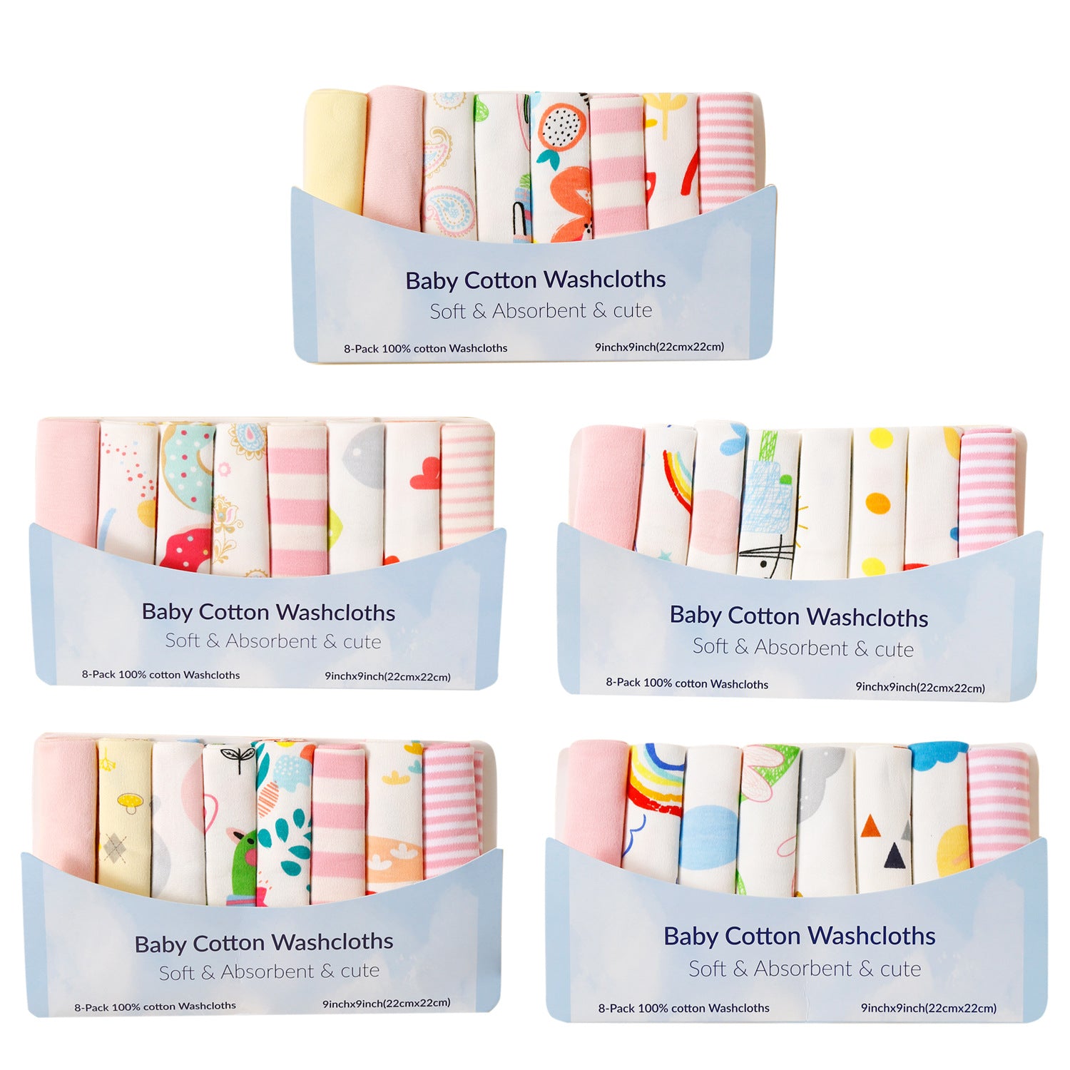 Wholesale Baby Cotton Squares 8 Pack Baby Supplies