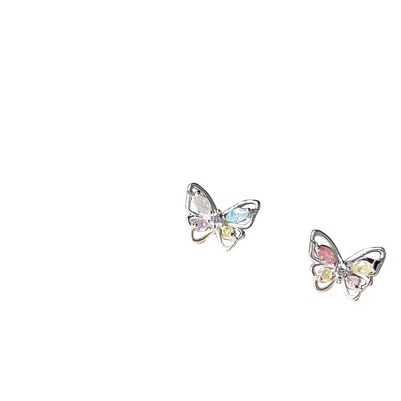 Venta al por mayor Zirconia mariposa pendientes de aleación