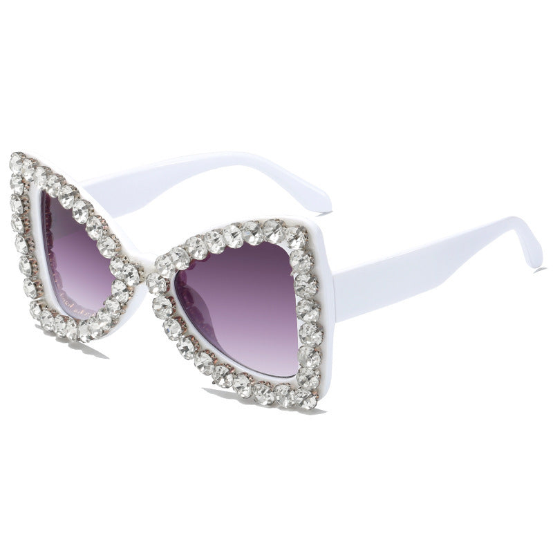 Venta al por mayor de marco grande Bowknot diamante PC gafas de sol