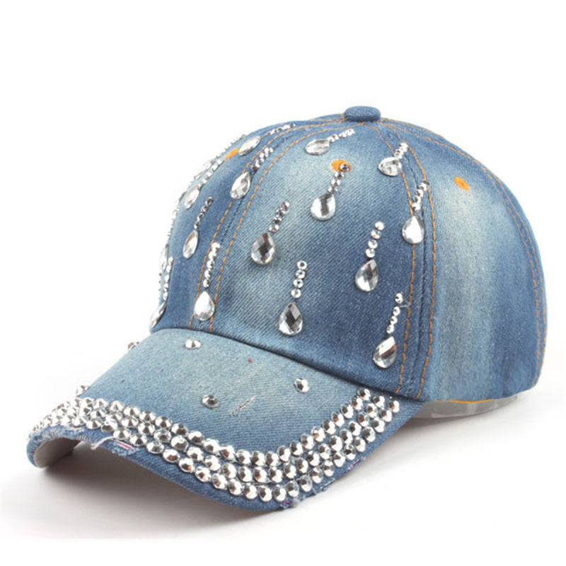 Wholesale Cotton Rhinestone Denim Baseball Cap