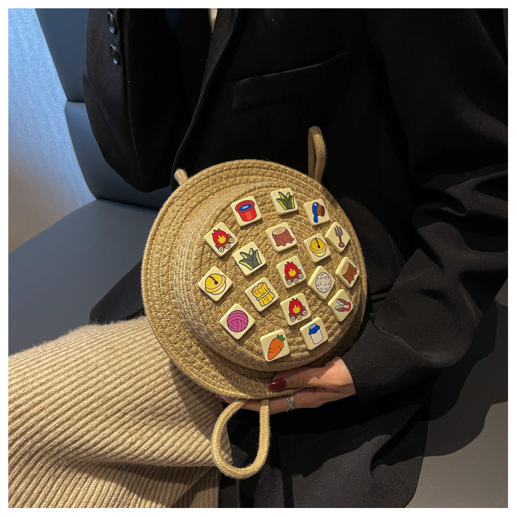 Wholesale Straw Woven Hat Shape Shoulder Bag