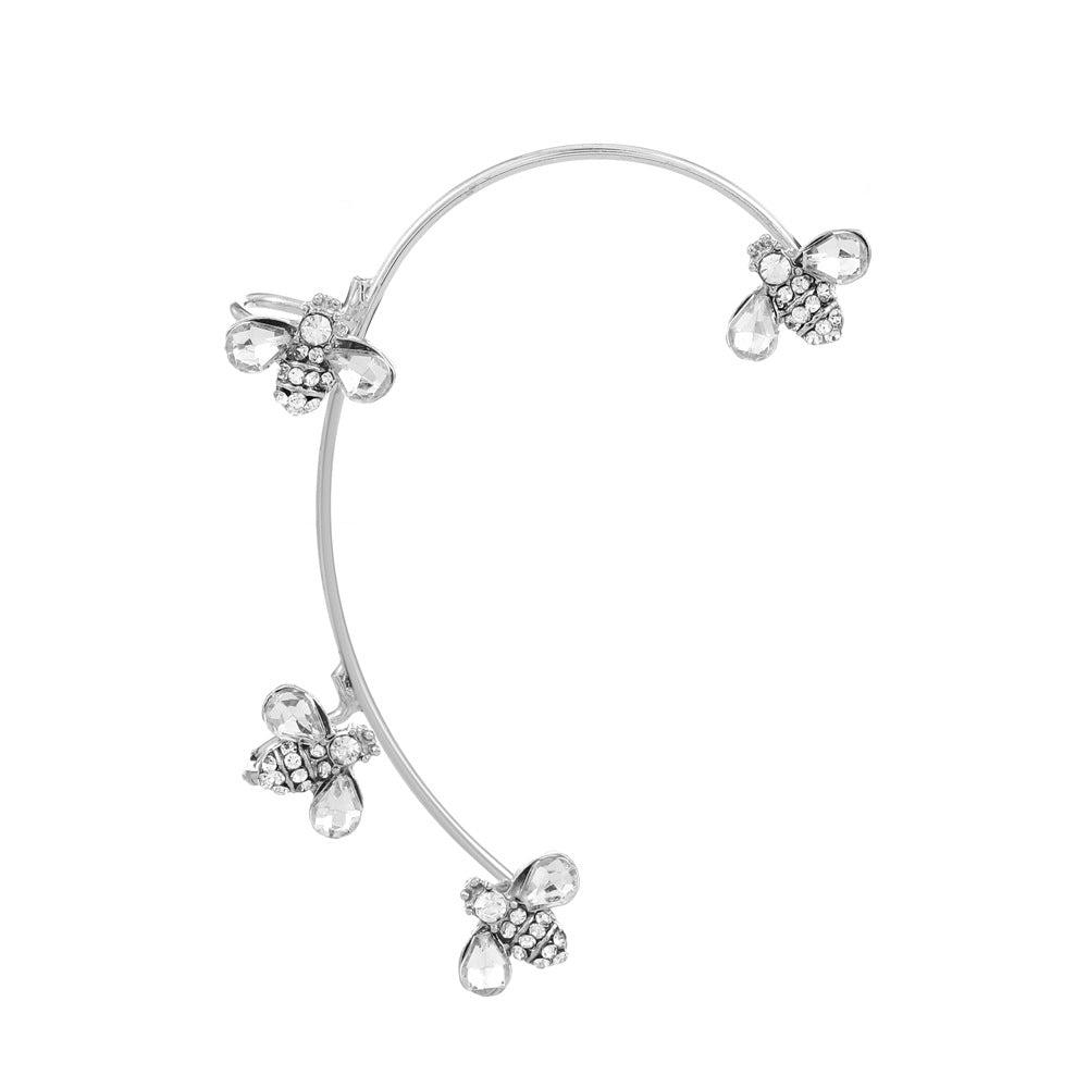 Venta al por mayor Pendientes de aleación de manguito de oreja de mariposa de diamante