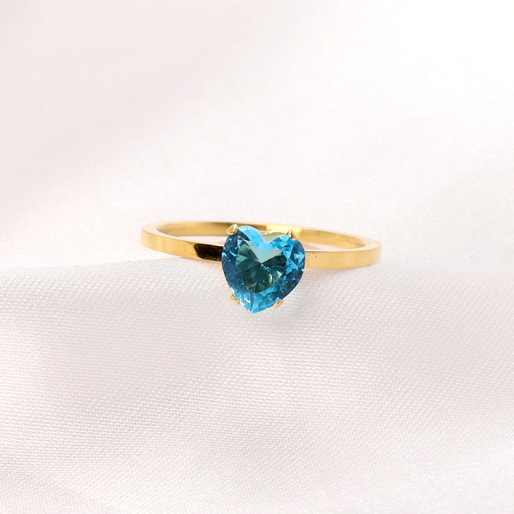 Venta al por mayor Anillo de corazón de acero inoxidable de oro de 18 quilates