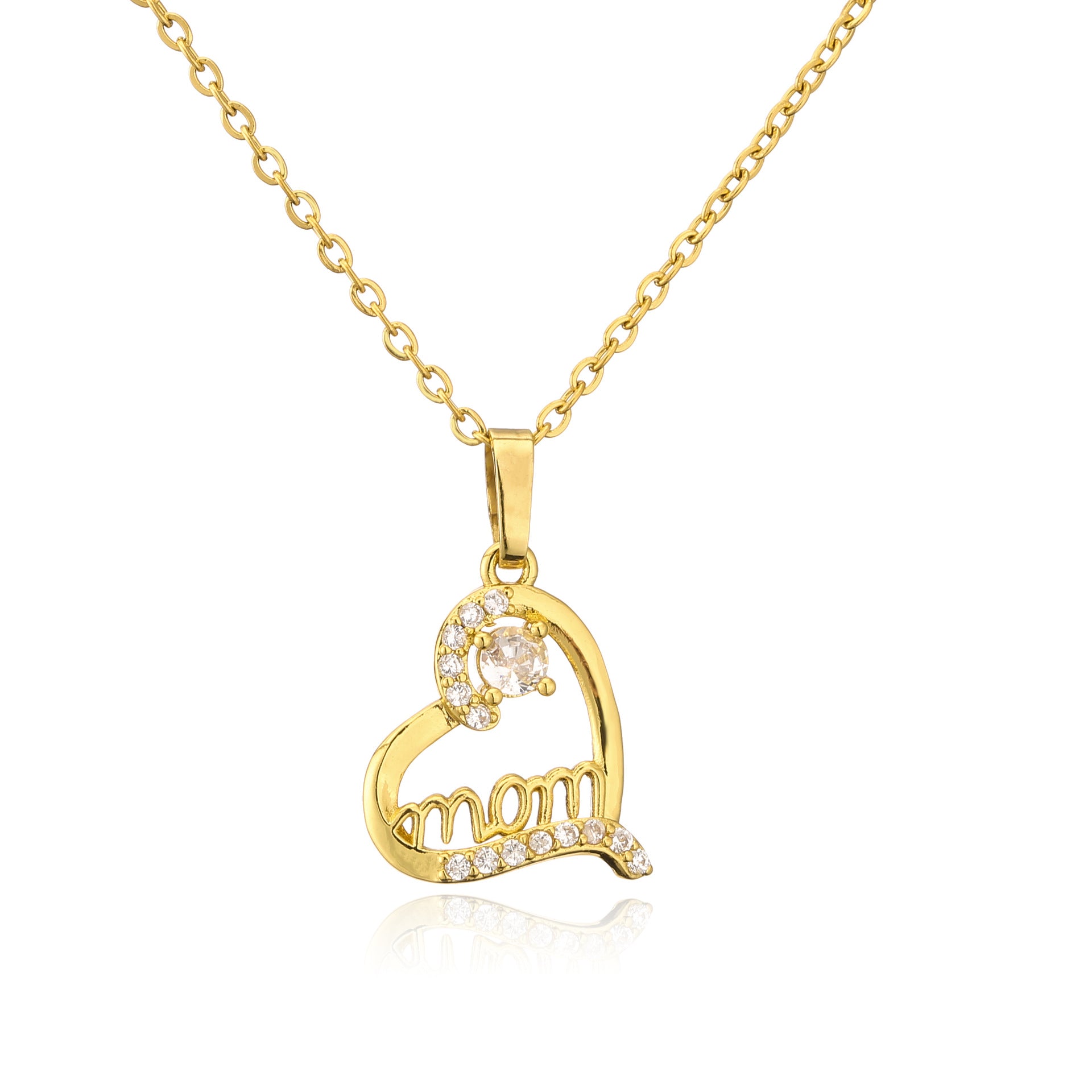 Wholesale Mother's Day Gift Copper 18K Gold Plated Zircon MAMA Necklace