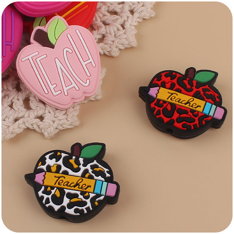 Wholesale Cartoon Apple Teacher Silicone Focal Beads