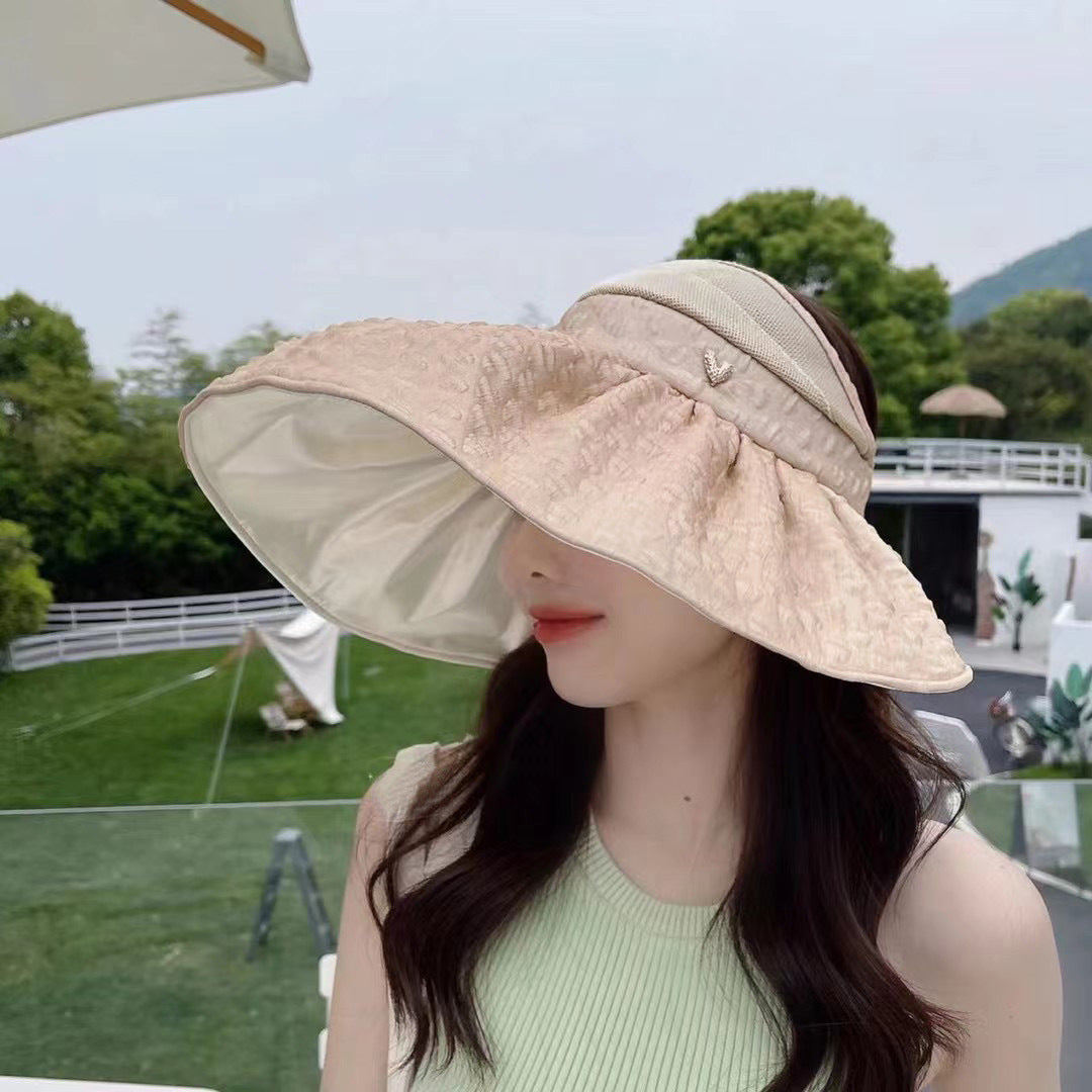 Wholesale Face Covering Metal Heart Hollow Top Sunscreen Caps