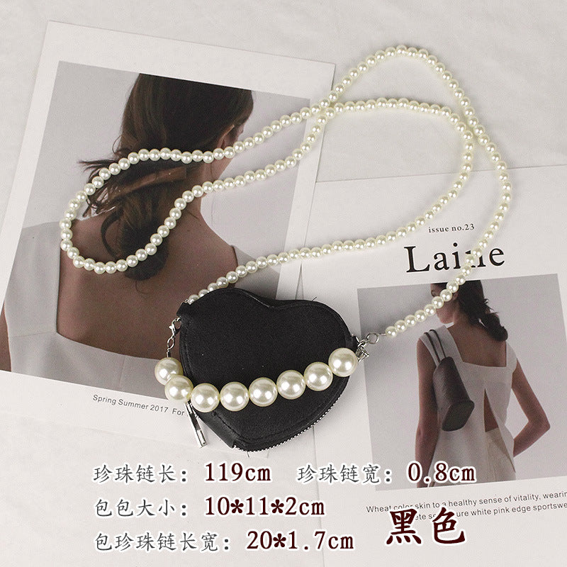 Bolso al por mayor de la forma del corazón de la cadena de la perla de la PU