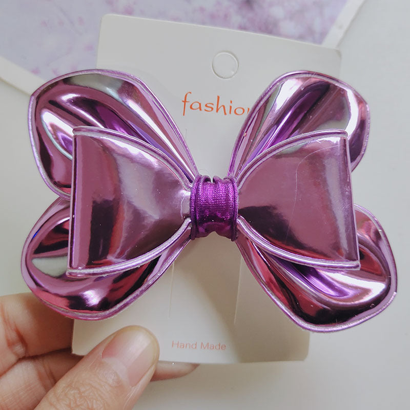 Wholesale PU Glossy Oversized Bow Hair Clips
