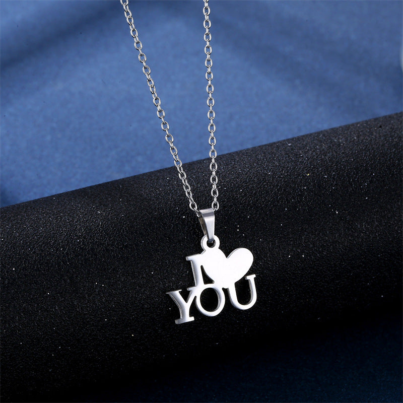 Wholesale Mother's Day Gift I Love You Heart Pendant Necklace Earrings Set