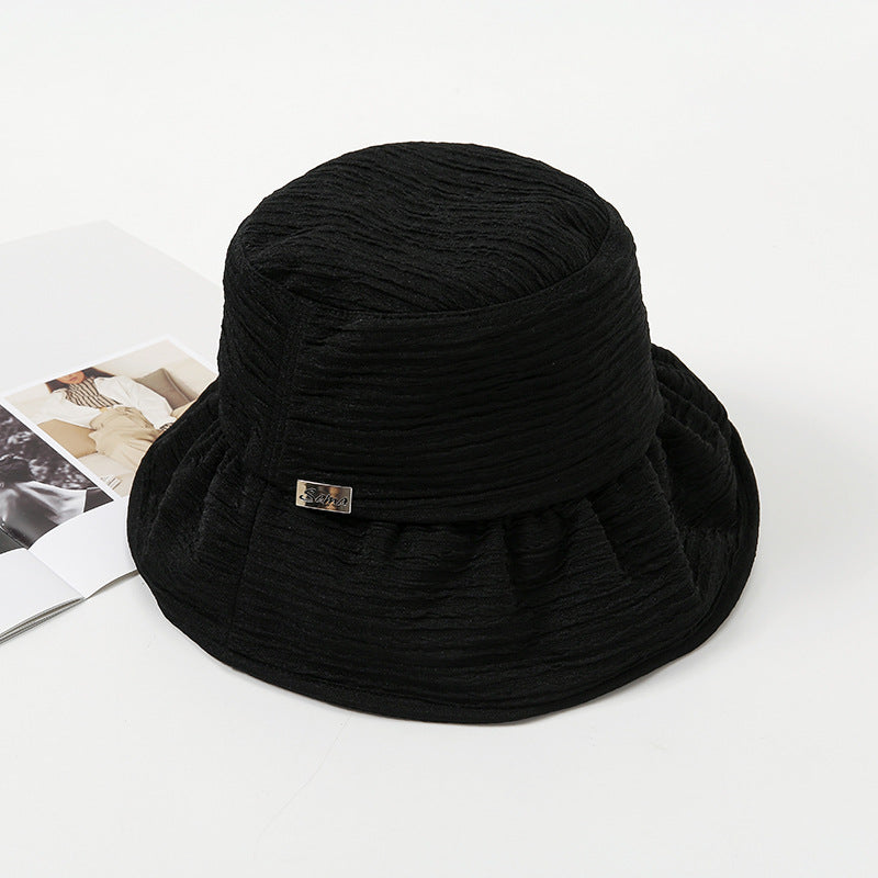 Wholesale Polyester Solid Color Pleated Bucket Hat