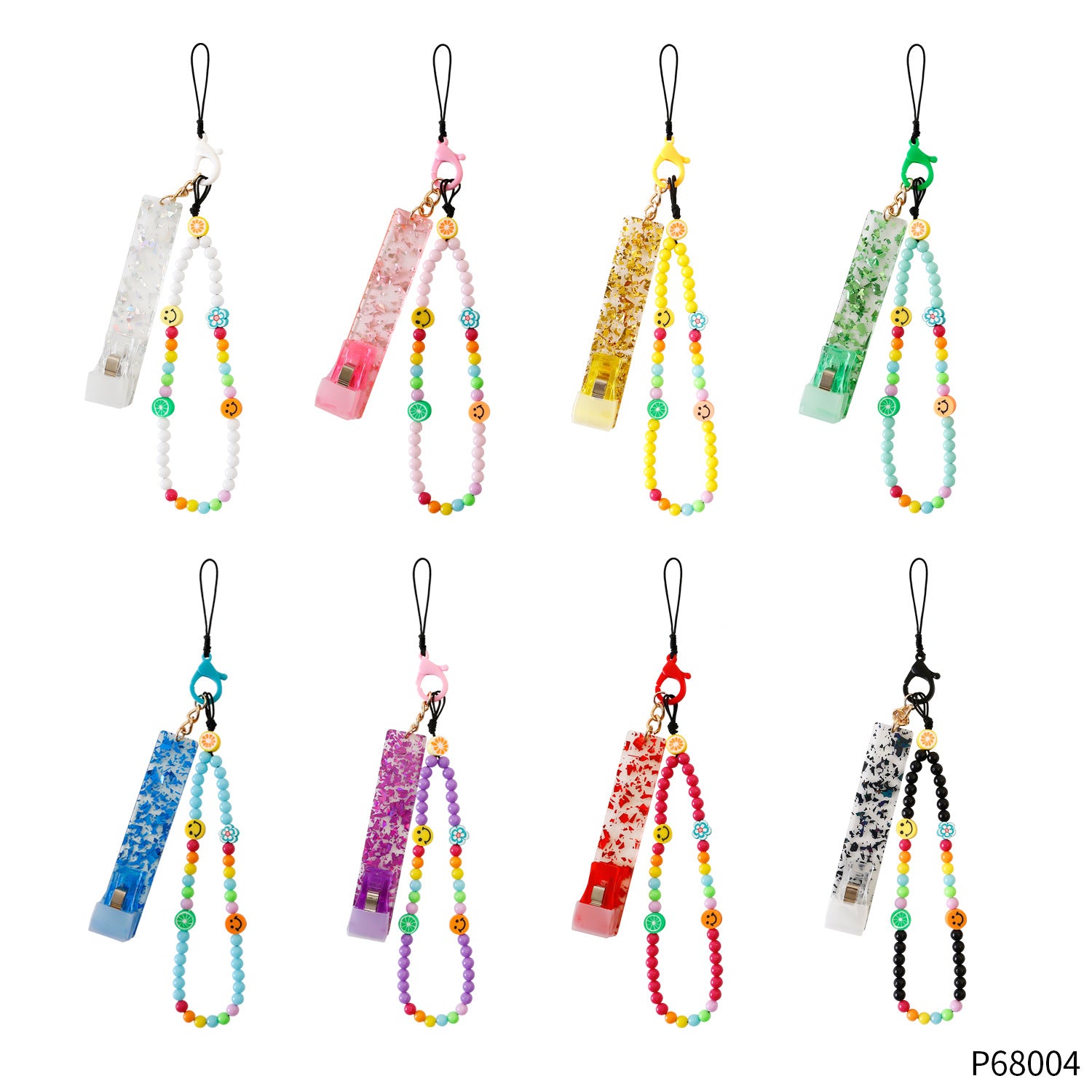 Wholesale Plastic Beaded Acrylic Card Picker Mobile Phone Chain Keychain