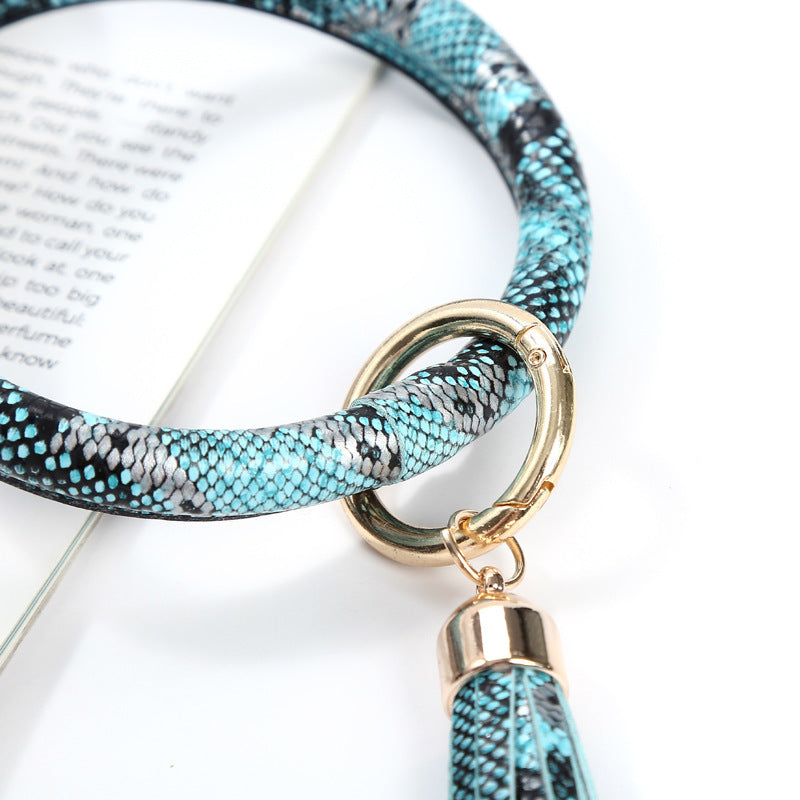 Wholesale PU Leather Snake Pattern Wrist Keychain