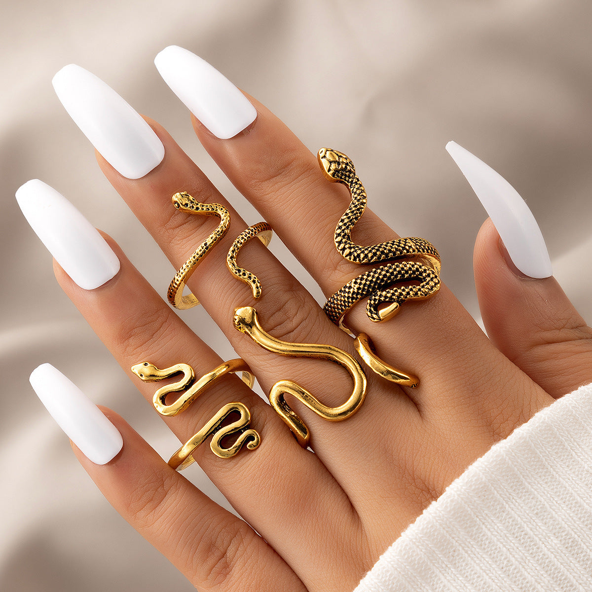 Wholesale Punk Snake Vintage Four-Piece Set Alloy Ring