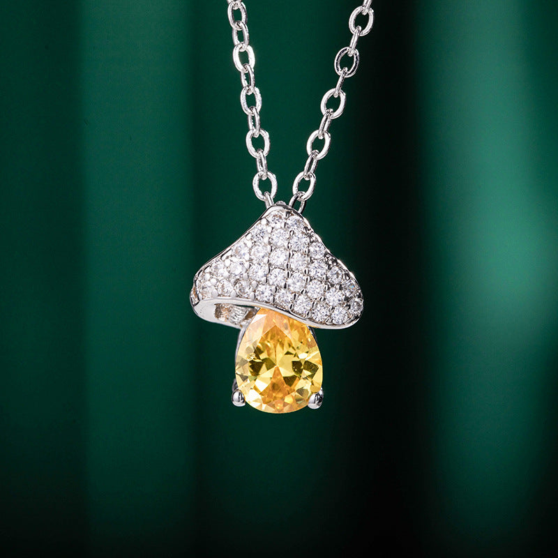 Wholesale Copper Mushroom Crystal Pendant Necklace