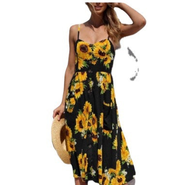 Vestidos De Poliéster Con Patrón De Girasol al por mayor