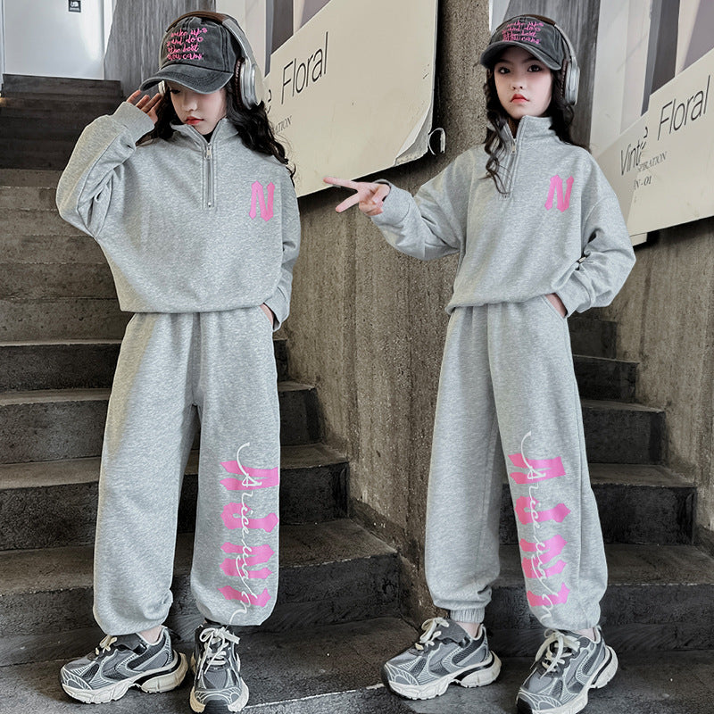 Wholesale Cotton Children's Loose Fitting Hoodie Two-piece Set