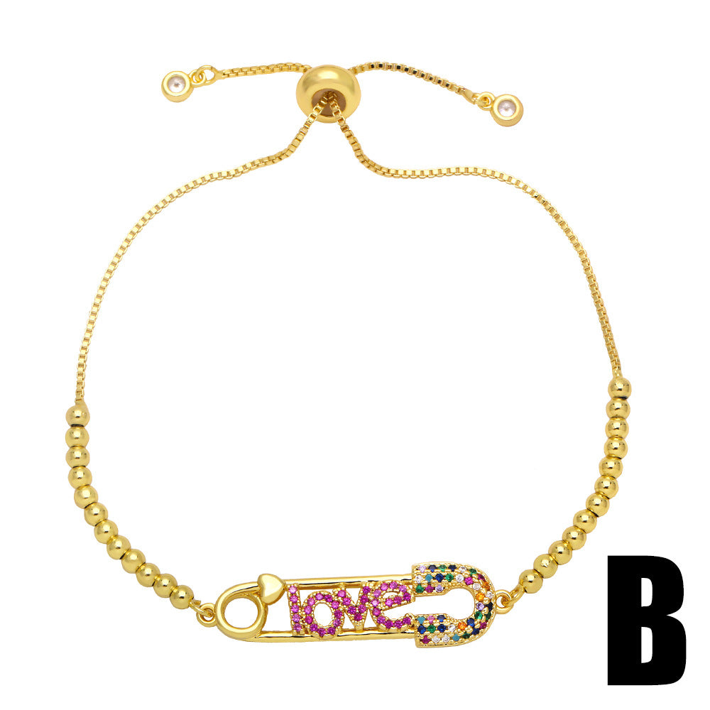 Venta al por mayor Pulsera de cobre con diamantes de color para el día de la madre